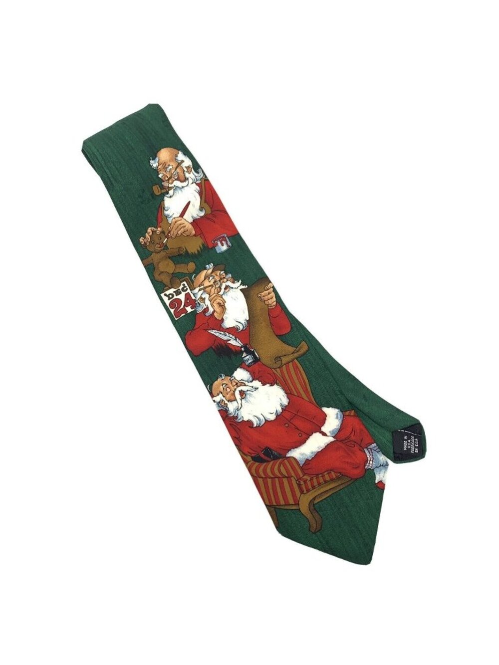 Hallmark SpecialTies Christmas Tie Santa Claus Novelty Necktie Green 56 in